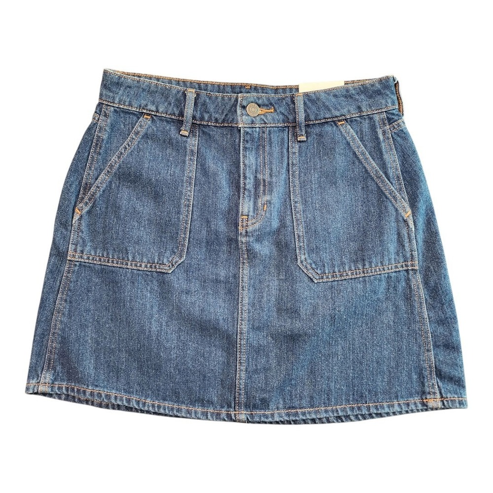 NWT Old Navy Mini Skirt Blue Jean Denim Womens Size 2 100% Cotton Pockets Boho - Picture 1 of 7
